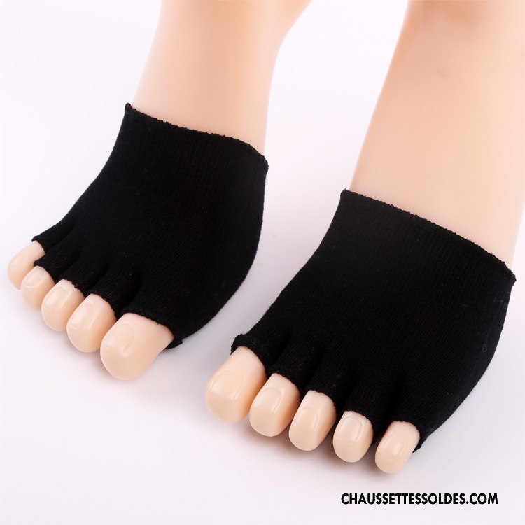 Chaussette Basse Femme Peep-orteil Ouverture Du Pied Matelassé Cinq Doigts Mince Milieu Pure Bleu
