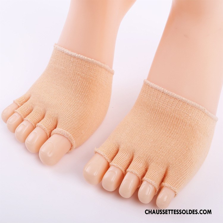 Chaussette Basse Femme Peep-orteil Ouverture Du Pied Matelassé Cinq Doigts Mince Milieu Pure Bleu