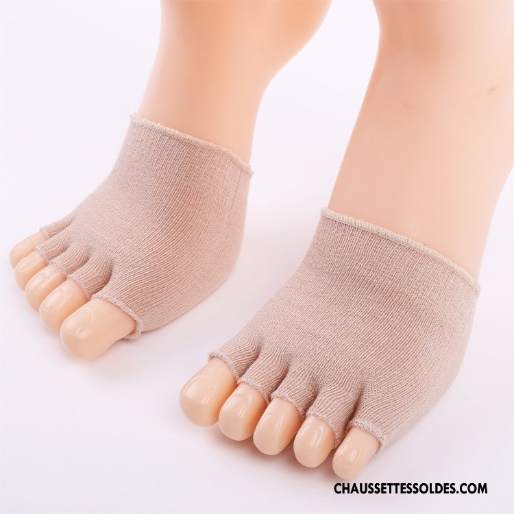 Chaussette Basse Femme Peep-orteil Ouverture Du Pied Matelassé Cinq Doigts Mince Milieu Pure Bleu