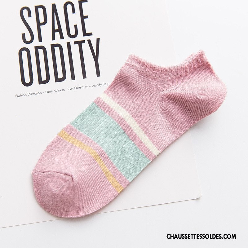 Chaussette Basse Femme Personnalité Le Nouveau Chaussette Courte Printemps Dame Été Rose