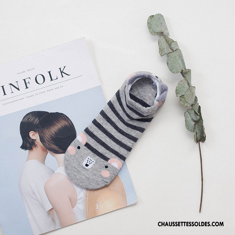 Chaussette Basse Femme Petit Chaussette Basse Coupée Dessin Animé Chaussette Courte Animal Invisible Rose Clair