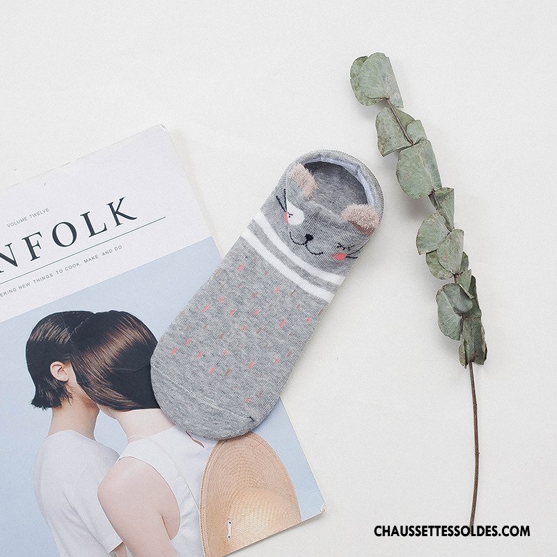Chaussette Basse Femme Petit Chaussette Basse Coupée Dessin Animé Chaussette Courte Animal Invisible Rose Clair
