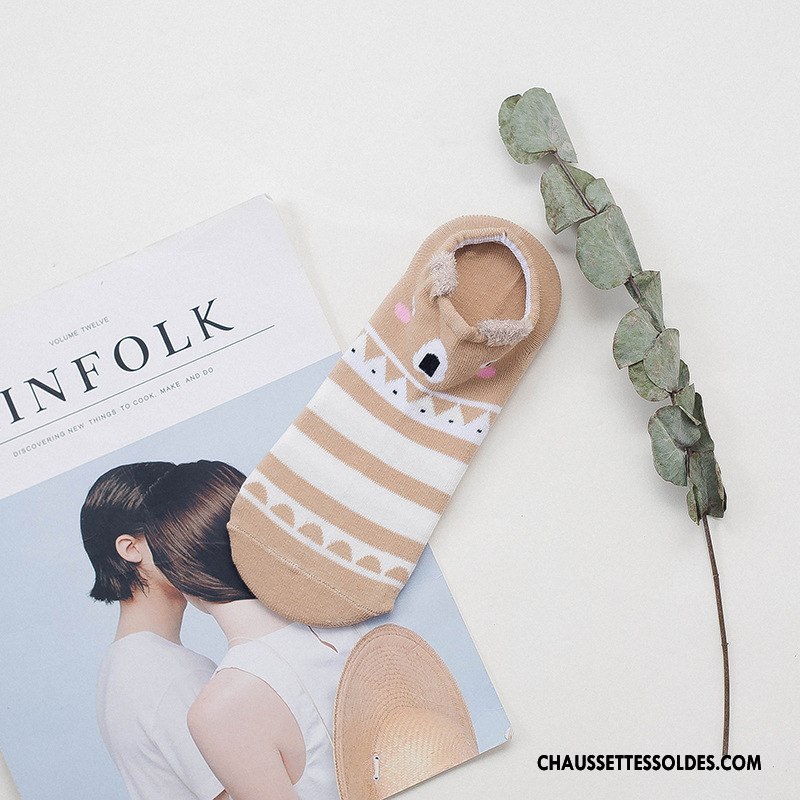 Chaussette Basse Femme Petit Chaussette Basse Coupée Dessin Animé Chaussette Courte Animal Invisible Rose Clair