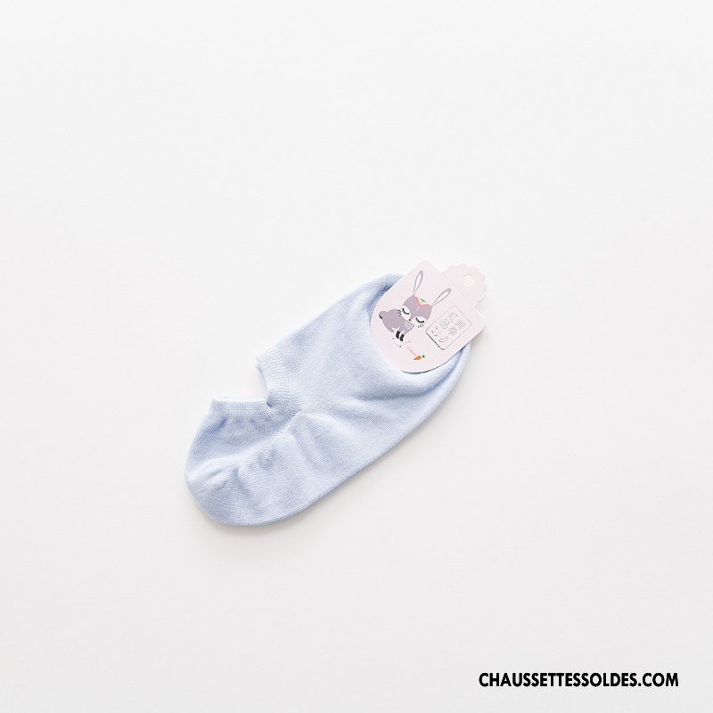 Chaussette Basse Femme Printemps Chaussette Basse Coupée Dame 100% Coton Été Marque Pure Bleu Clair
