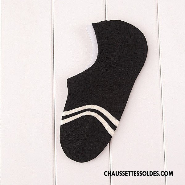 Chaussette Basse Femme Printemps Dame Rayé Mouvement Invisible Le Nouveau Noir