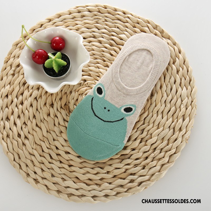 Chaussette Basse Femme Printemps Dessin Animé Animal Chaussette Basse Coupée Silicone Dragon Vert Clair