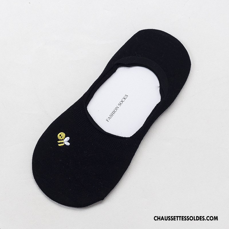 Chaussette Basse Femme Printemps Matelassé Invisible Été Brodé Abeille Bleu Clair