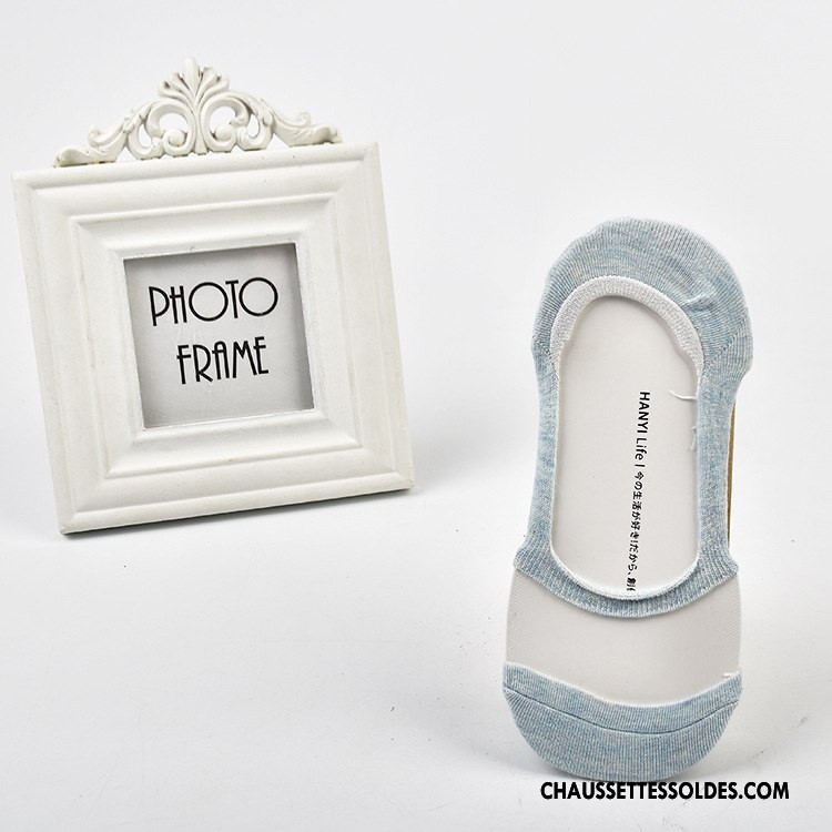 Chaussette Basse Femme Printemps Soie De Glace Respirant Été Mode Invisible Couleurs Mixtes Vert Clair