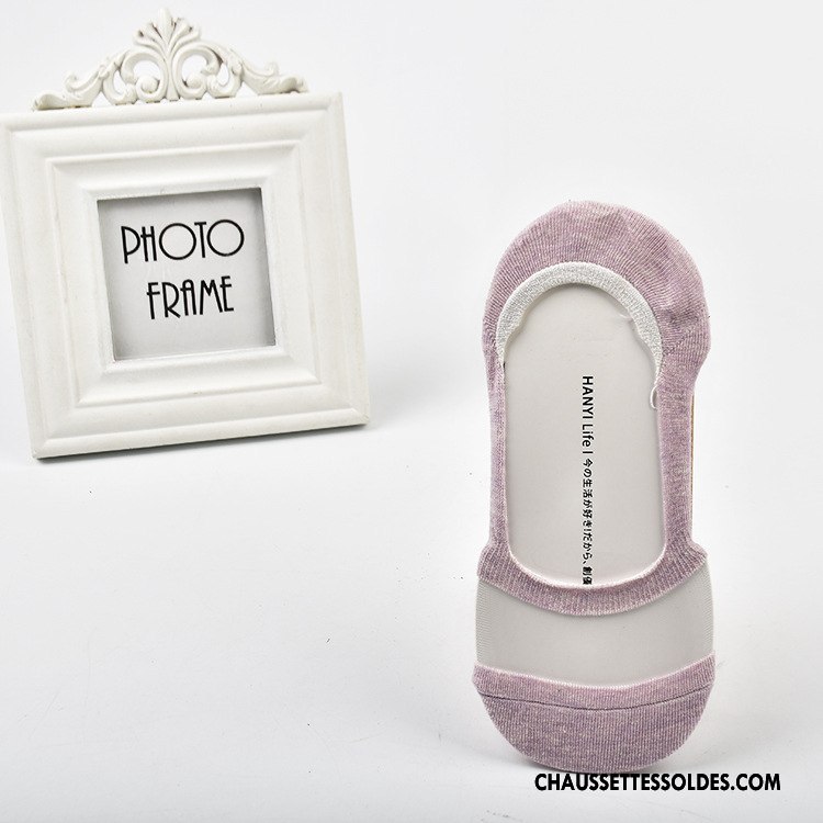 Chaussette Basse Femme Printemps Soie De Glace Respirant Été Mode Invisible Couleurs Mixtes Vert Clair
