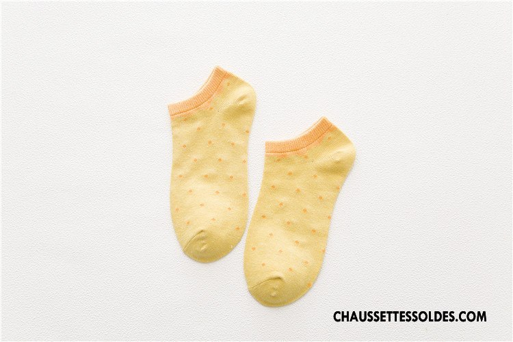 Chaussette Basse Femme Printemps Été Frais Le Nouveau Chaussette Basse Coupée Chaussettes En Coton Couleurs De Bonbons Jaune