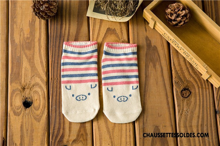 Chaussette Basse Femme Printemps Été Le Nouveau Chaussette Basse Coupée 100% Coton Dessin Animé Rouge