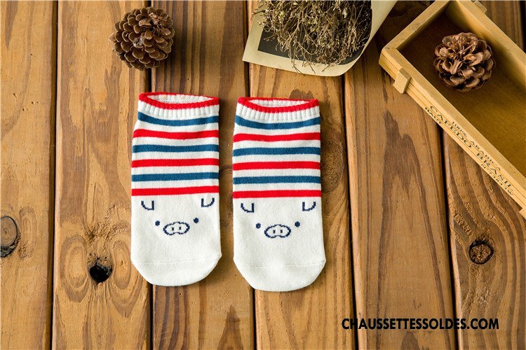 Chaussette Basse Femme Printemps Été Le Nouveau Chaussette Basse Coupée 100% Coton Dessin Animé Rouge