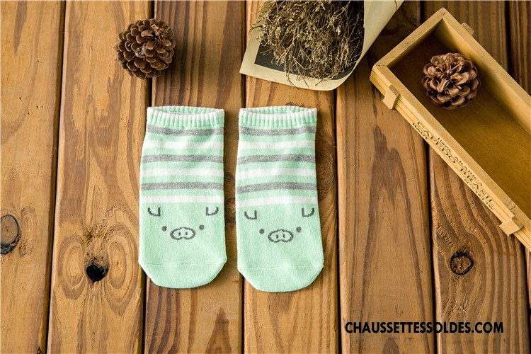 Chaussette Basse Femme Printemps Été Le Nouveau Chaussette Basse Coupée 100% Coton Dessin Animé Rouge