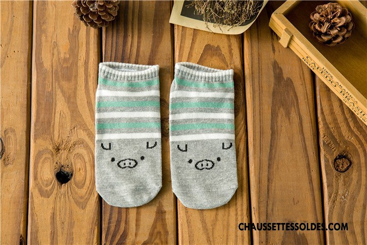 Chaussette Basse Femme Printemps Été Le Nouveau Chaussette Basse Coupée 100% Coton Dessin Animé Rouge