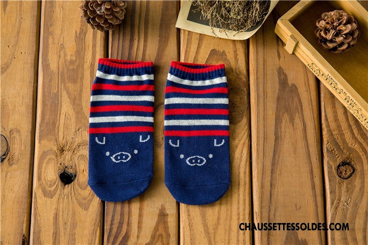 Chaussette Basse Femme Printemps Été Le Nouveau Chaussette Basse Coupée 100% Coton Dessin Animé Rouge