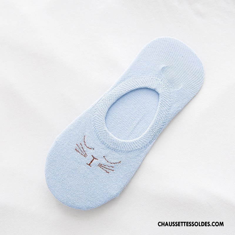 Chaussette Basse Femme Printemps Œil Dame Chaussettes En Coton Chat Invisible Bleu Clair