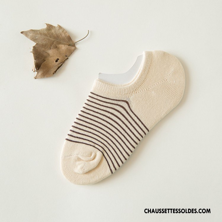 Chaussette Basse Femme Rayé 100% Coton Chaussette Courte Printemps Été Frais