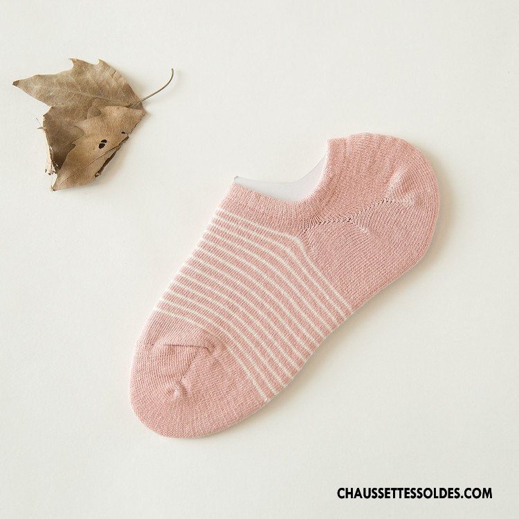 Chaussette Basse Femme Rayé 100% Coton Chaussette Courte Printemps Été Frais