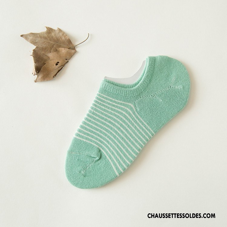 Chaussette Basse Femme Rayé 100% Coton Chaussette Courte Printemps Été Frais