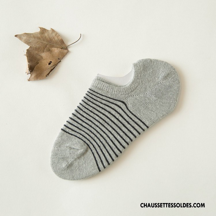 Chaussette Basse Femme Rayé 100% Coton Chaussette Courte Printemps Été Frais