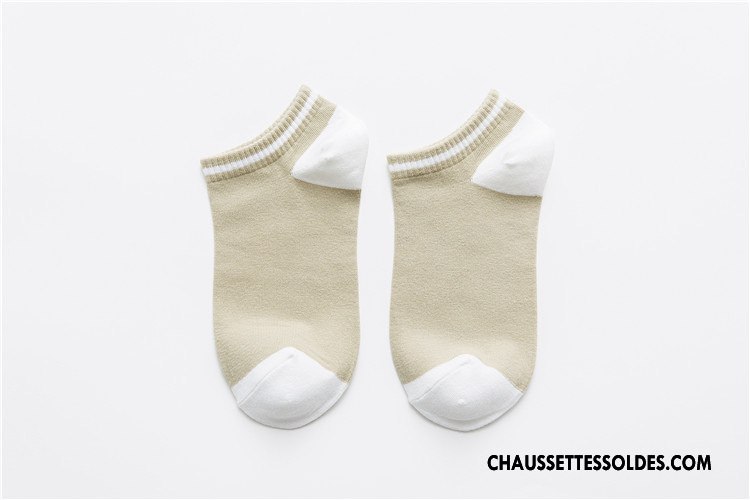 Chaussette Basse Femme Rayé Coton Bio 100% Coton Chaussette Basse Coupée Printemps Été Couleurs De Bonbons Pure Rose
