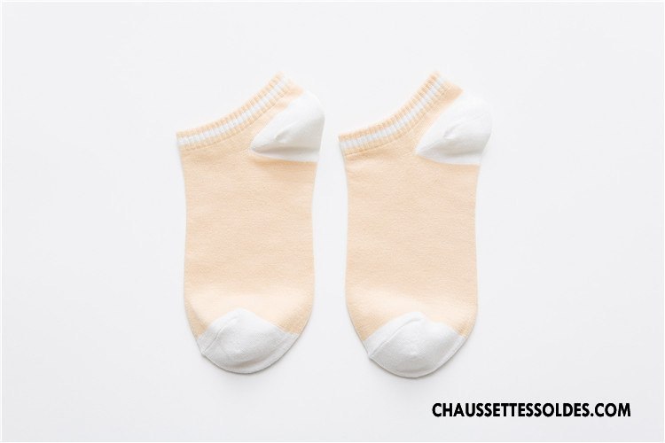 Chaussette Basse Femme Rayé Coton Bio 100% Coton Chaussette Basse Coupée Printemps Été Couleurs De Bonbons Pure Rose