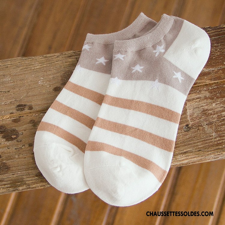 Chaussette Basse Femme Rayé Dame 100% Coton L'automne Chaussette Courte Chaussette Basse Coupée Rose