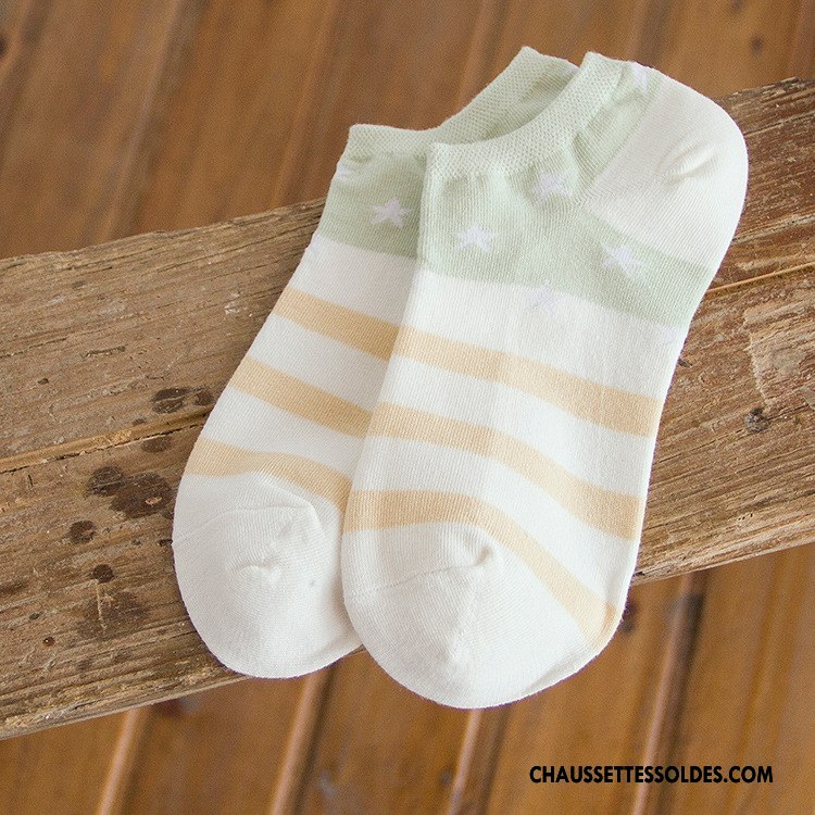 Chaussette Basse Femme Rayé Dame 100% Coton L'automne Chaussette Courte Chaussette Basse Coupée Rose