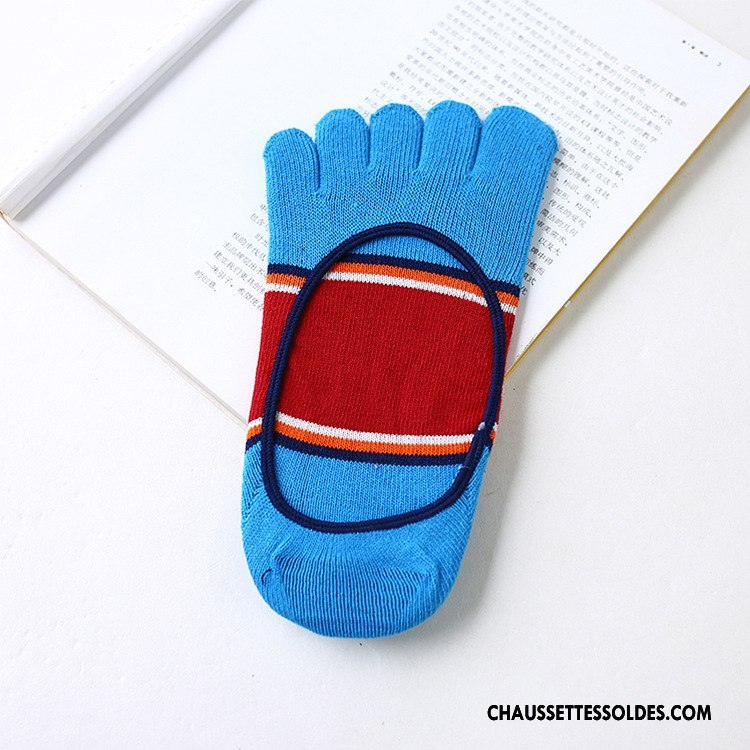 Chaussette Basse Femme Rayé Invisible Cinq Doigts Rouge
