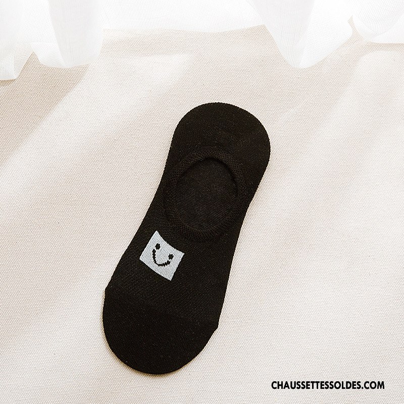 Chaussette Basse Femme Respirant Invisible 100% Coton Engrener Chaussette Basse Coupée Lettre Bleu