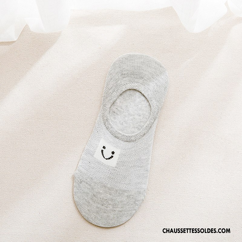 Chaussette Basse Femme Respirant Invisible 100% Coton Engrener Chaussette Basse Coupée Lettre Bleu