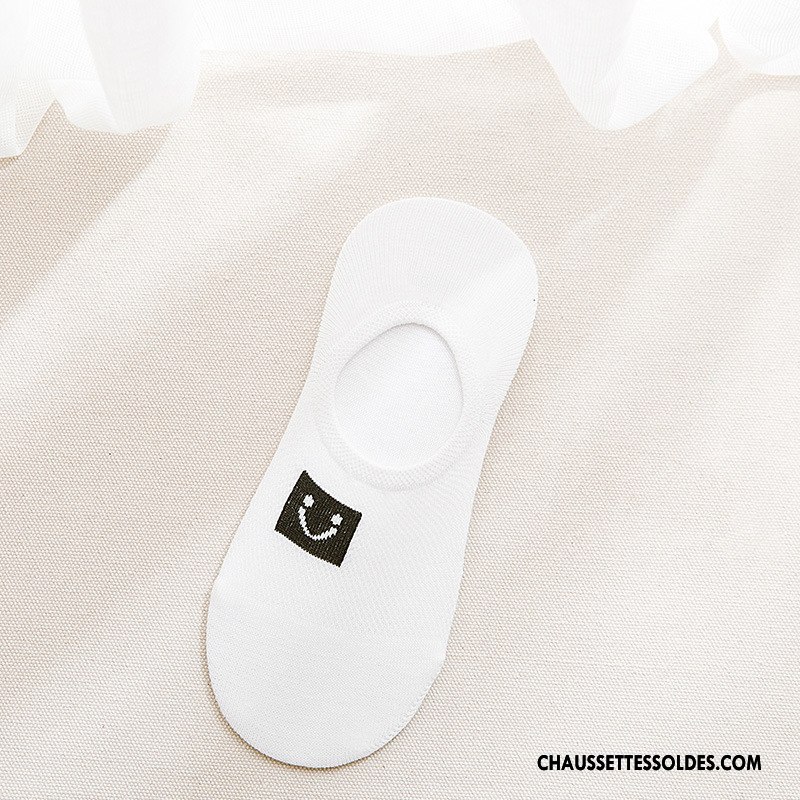 Chaussette Basse Femme Respirant Invisible 100% Coton Engrener Chaussette Basse Coupée Lettre Bleu