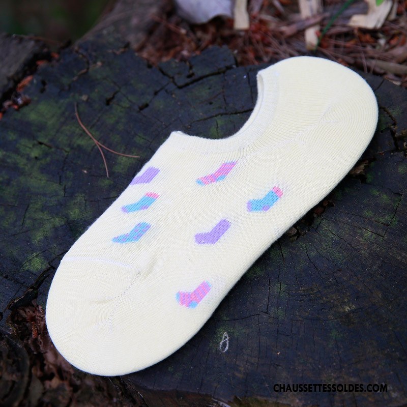 Chaussette Basse Femme Rétro Coton Bio Invisible Dame Chaussette Basse Coupée Frais Blanc Clair