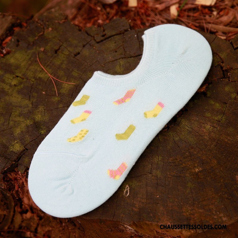 Chaussette Basse Femme Rétro Coton Bio Invisible Dame Chaussette Basse Coupée Frais Blanc Clair