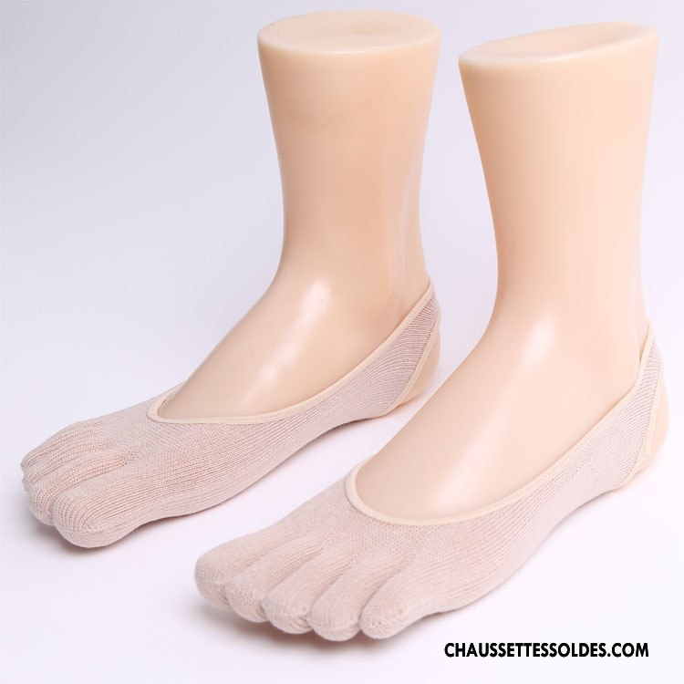 Chaussette Basse Femme Sandales Dos Nu Matelassé Ouverture Du Pied Cinq Doigts Invisible Pure Noir