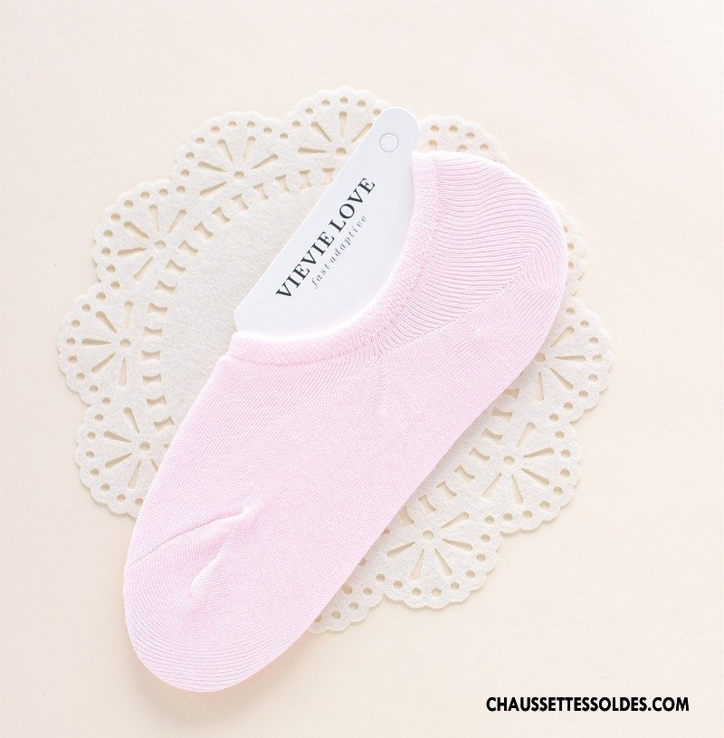 Chaussette Basse Femme Silicone Légère Antidérapant Chaussette Courte Ultra Invisible Pure Rose Clair