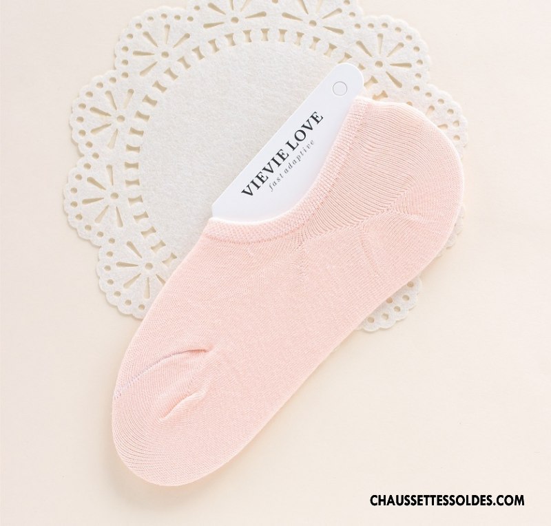 Chaussette Basse Femme Silicone Légère Antidérapant Chaussette Courte Ultra Invisible Pure Rose Clair