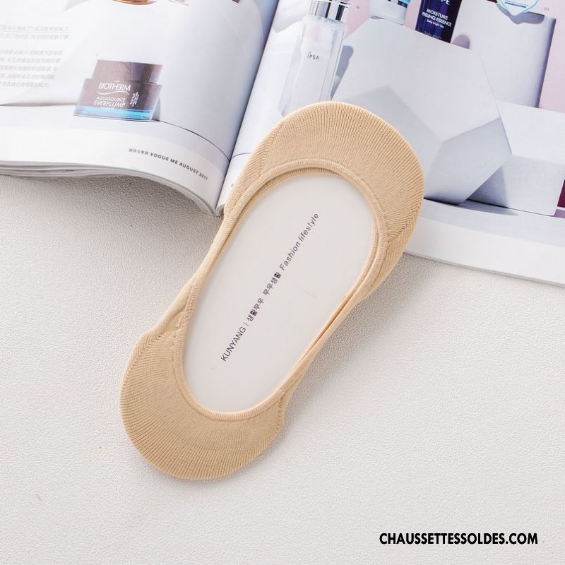 Chaussette Basse Femme Silicone Nouvelles Arrivées Antidérapant Chaussettes En Coton Invisible Dame Pure Gris Clair