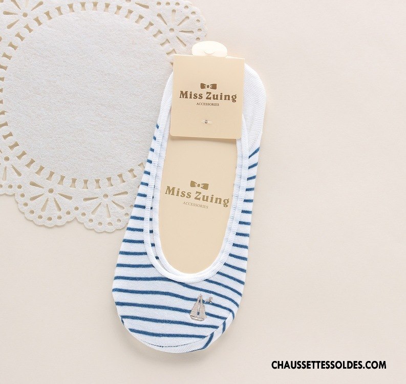 Chaussette Basse Femme Silicone Très Mince Brodé Invisible Été Antidérapant Rouge Clair