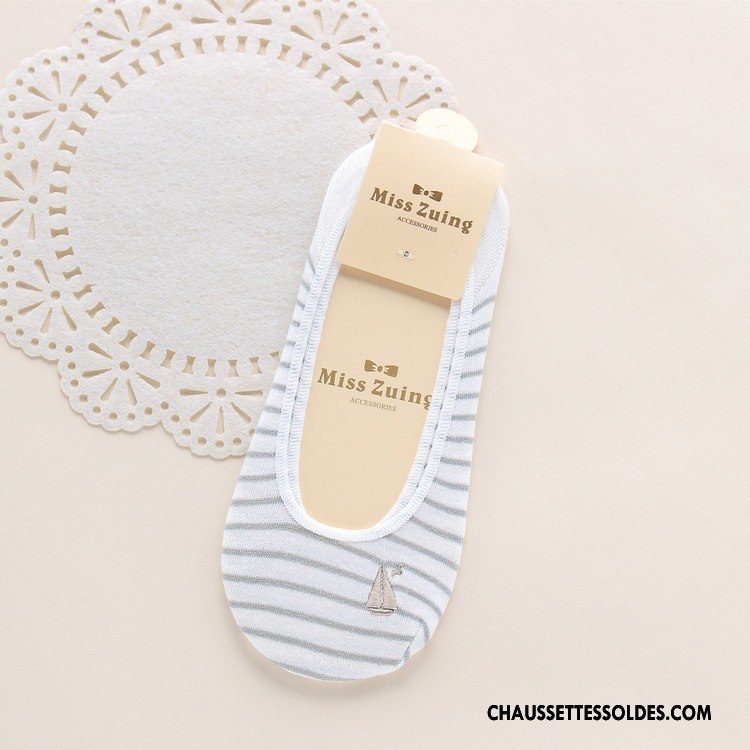 Chaussette Basse Femme Silicone Très Mince Brodé Invisible Été Antidérapant Rouge Clair