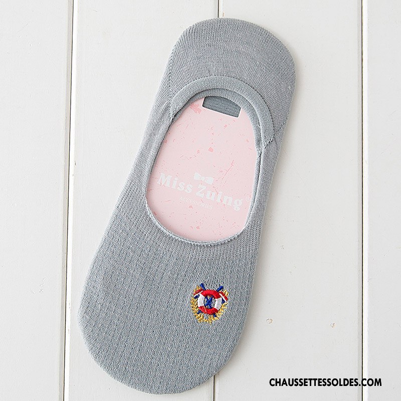 Chaussette Basse Femme Silicone Été Matelassé Antidérapant Engrener Chaussette Basse Coupée Blanc