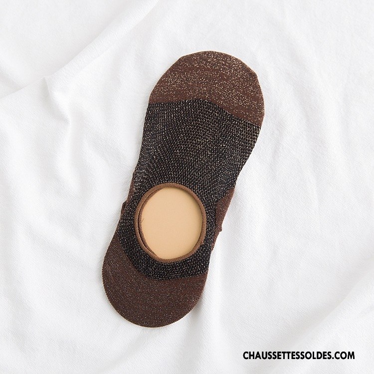 Chaussette Basse Femme Tous Les Assortis Invisible Été Le Nouveau Printemps Mode Pure Marron / Brun Or Clair