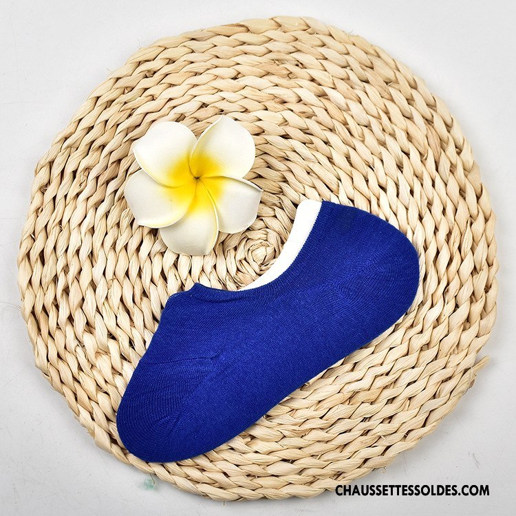 Chaussette Basse Femme Tous Les Assortis Mode Chaussettes En Coton Silicone Printemps Désign Pure Bleu