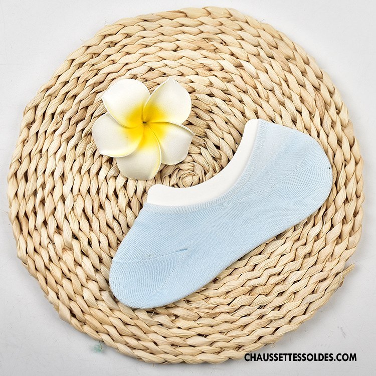 Chaussette Basse Femme Tous Les Assortis Mode Chaussettes En Coton Silicone Printemps Désign Pure Bleu