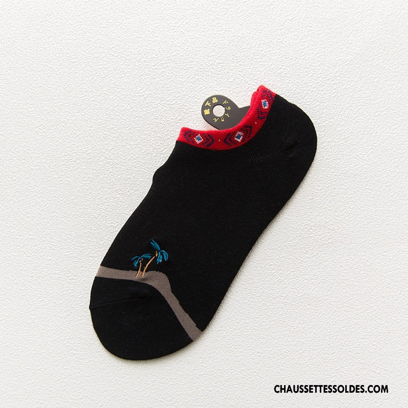 Chaussette Basse Femme Élève Dame Chaussette Basse Coupée Brodé Nouvelles Arrivées Été Blanc Clair