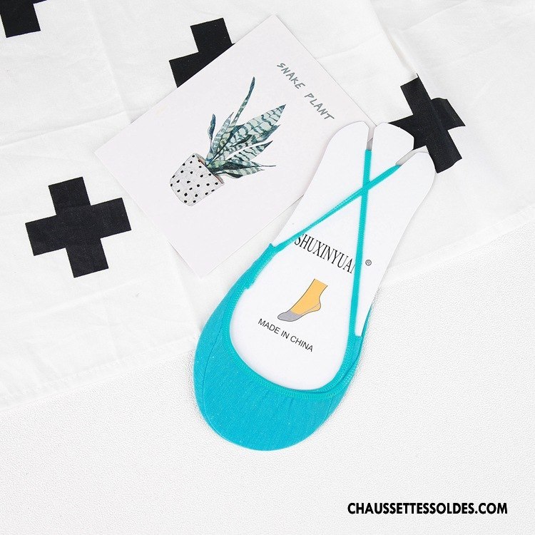 Chaussette Basse Femme Été Anti-off Invisible Dame Chaussettes En Coton Bretelle Gris Clair