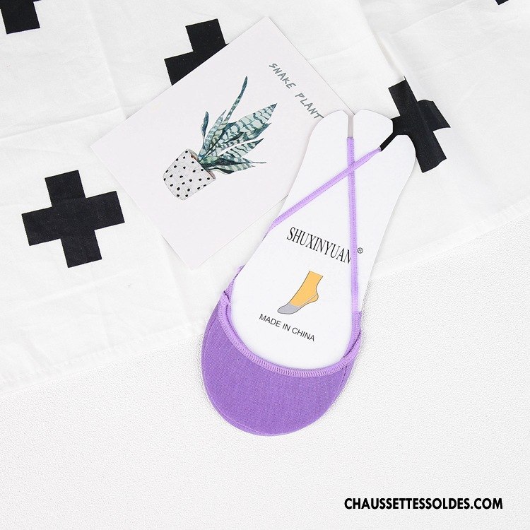 Chaussette Basse Femme Été Anti-off Invisible Dame Chaussettes En Coton Bretelle Gris Clair