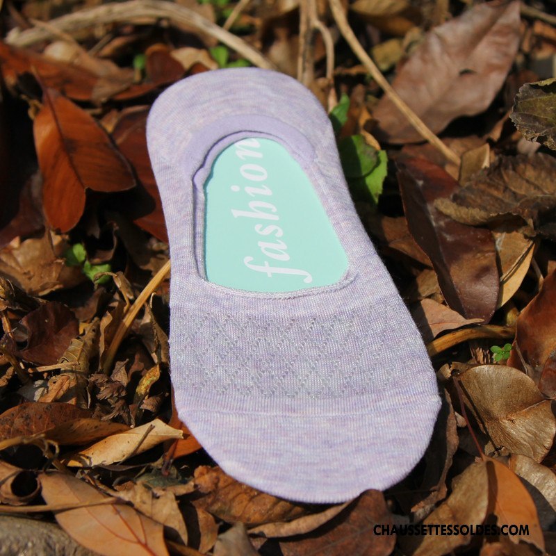 Chaussette Basse Femme Été Chaussette Basse Coupée Coton Bio Creux Guipure Antidérapant Silicone Pure Vert Clair