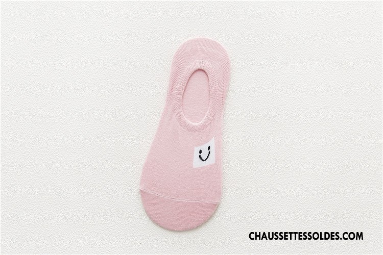Chaussette Basse Femme Été Chaussette Courte Silicone Invisible Coton Bio Antidérapant Rose