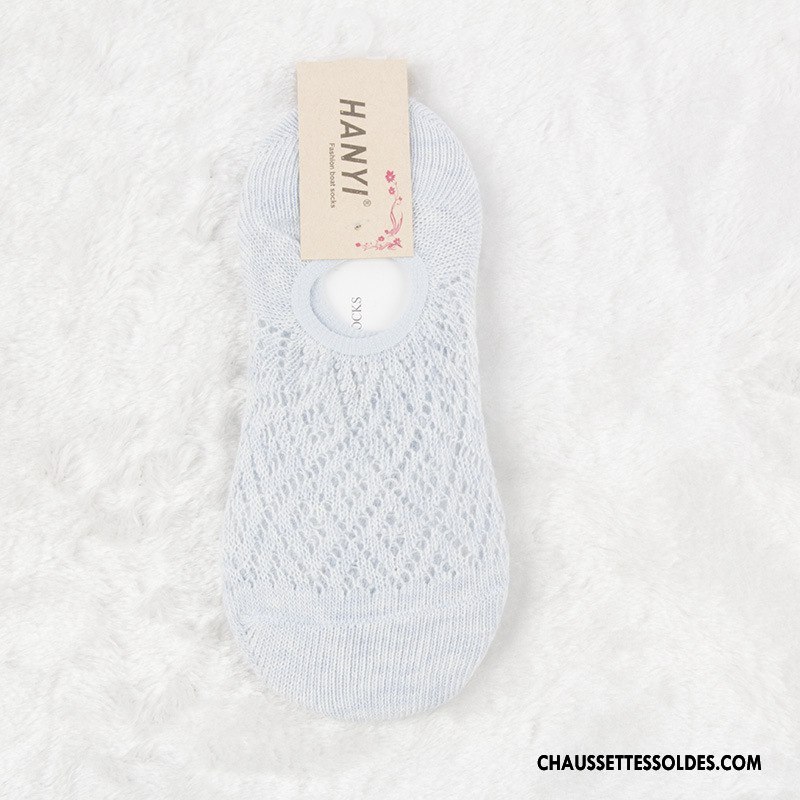 Chaussette Basse Femme Été Chaussettes En Coton Creux Guipure Printemps Invisible Chaussette Basse Coupée Bleu Clair Pure
